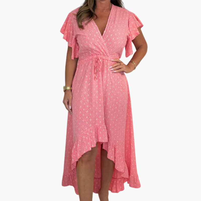 Amélie - Robe d'été avec magnifique motif et décolleté en V