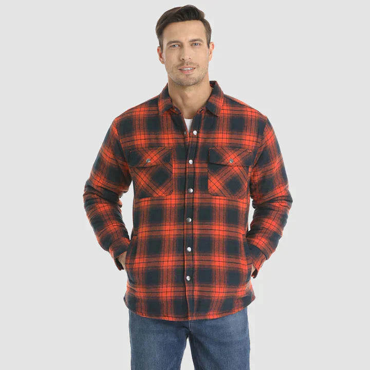 Veste en flanelle pour homme Chemise à manches longues rembourrée à carreaux Manteau à boutons épais Vêtements d’extérieur pour l’hiver