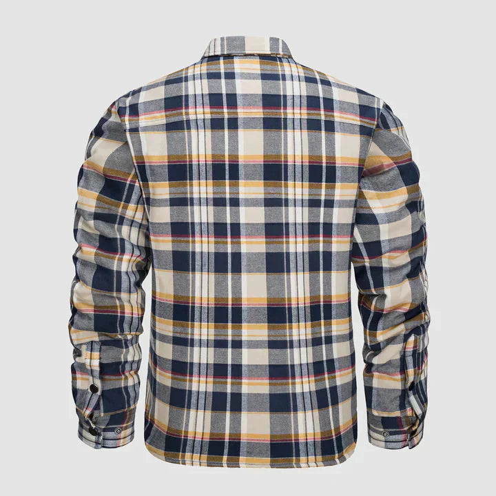 Veste en flanelle pour homme Chemise à manches longues rembourrée à carreaux Manteau à boutons épais Vêtements d’extérieur pour l’hiver