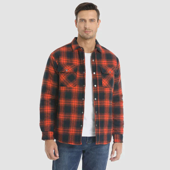 Veste en flanelle pour homme Chemise à manches longues rembourrée à carreaux Manteau à boutons épais Vêtements d’extérieur pour l’hiver