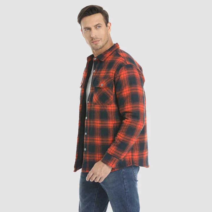 Veste en flanelle pour homme Chemise à manches longues rembourrée à carreaux Manteau à boutons épais Vêtements d’extérieur pour l’hiver