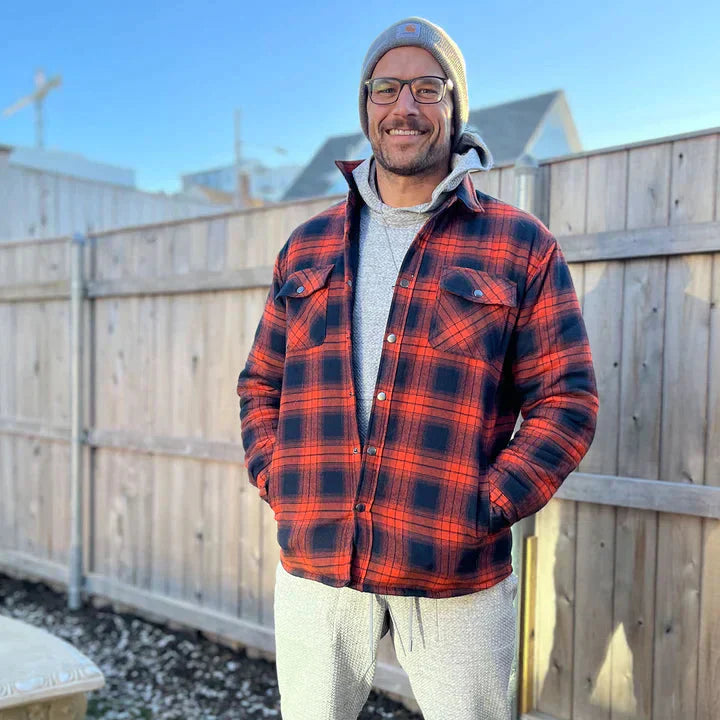 Veste en flanelle pour homme Chemise à manches longues rembourrée à carreaux Manteau à boutons épais Vêtements d’extérieur pour l’hiver