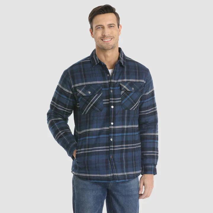 Veste en flanelle pour homme Chemise à manches longues rembourrée à carreaux Manteau à boutons épais Vêtements d’extérieur pour l’hiver