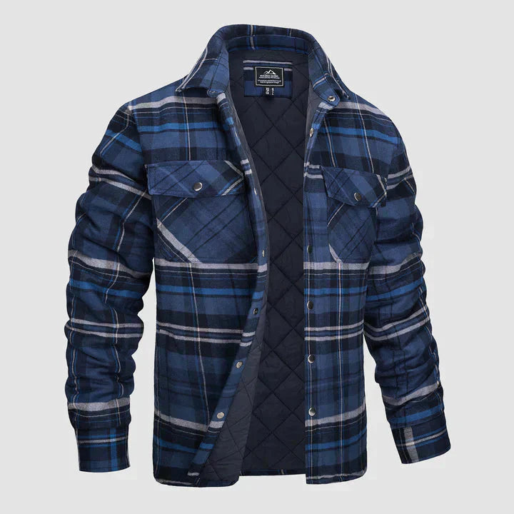 Veste en flanelle pour homme Chemise à manches longues rembourrée à carreaux Manteau à boutons épais Vêtements d’extérieur pour l’hiver