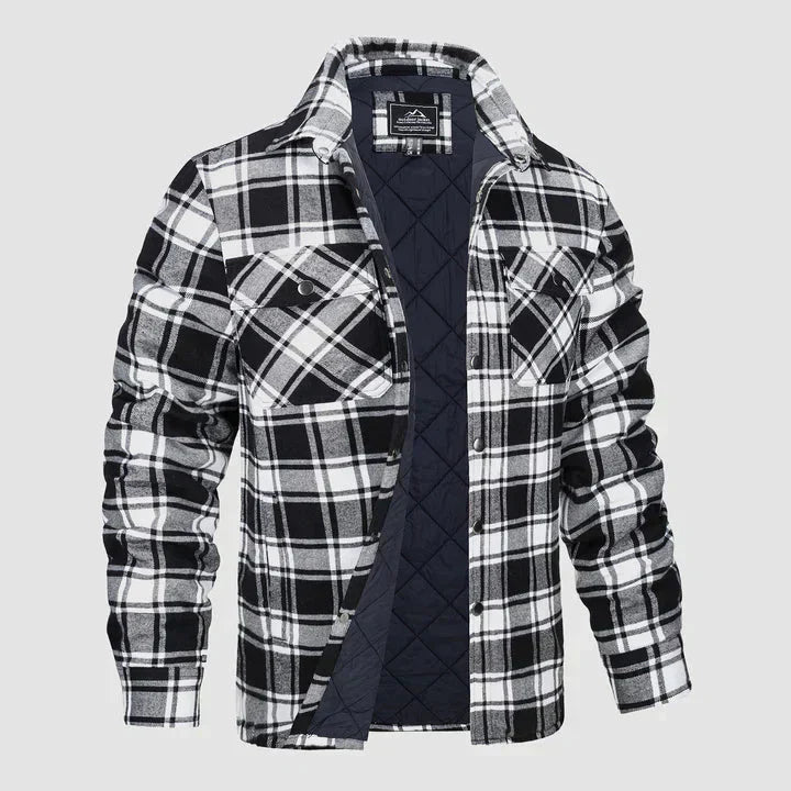 Veste en flanelle pour homme Chemise à manches longues rembourrée à carreaux Manteau à boutons épais Vêtements d’extérieur pour l’hiver