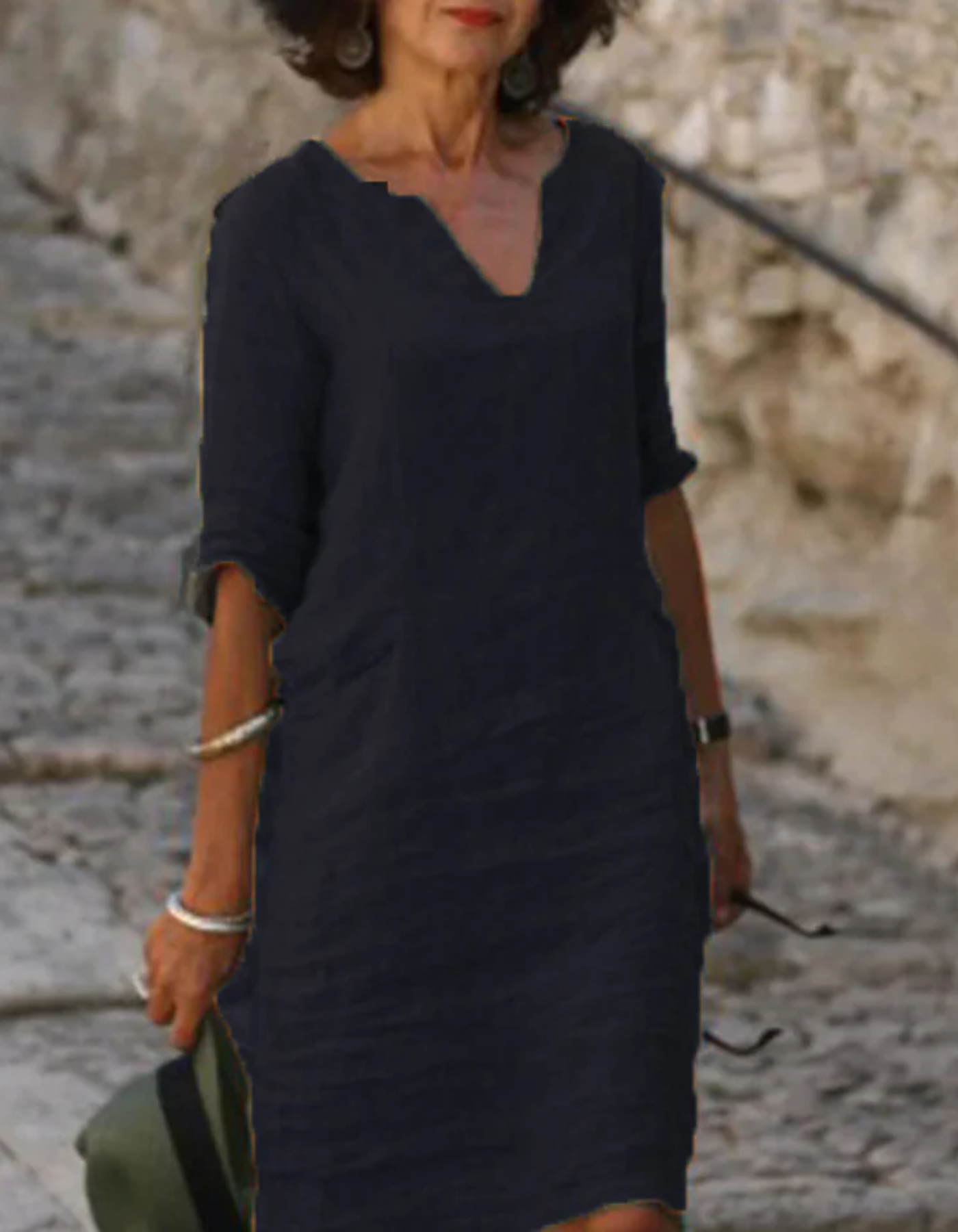 Ingrid - Robe tunique V-neck sans effort en lin