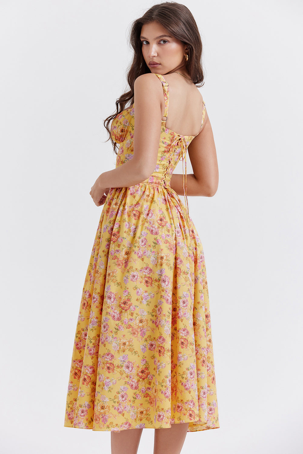 Nicole - Robe midi Sweetheart à bretelles florales