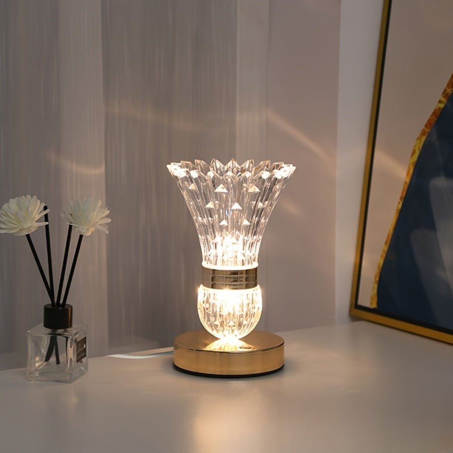 CrystalGlow Lampe à LED élégante – Lumière réglable pour une élégance ambiante