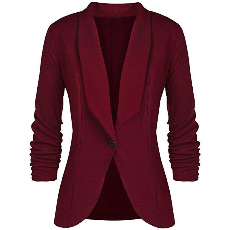 Blazer uni à manches longues intemporel pour toutes les occasions