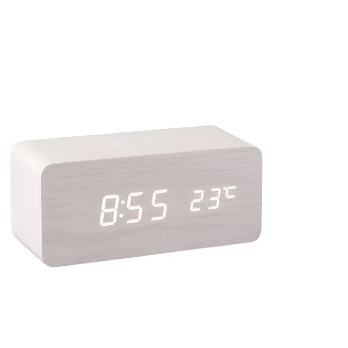 SmartGlow - réveille-matin LED en bois à commande vocale