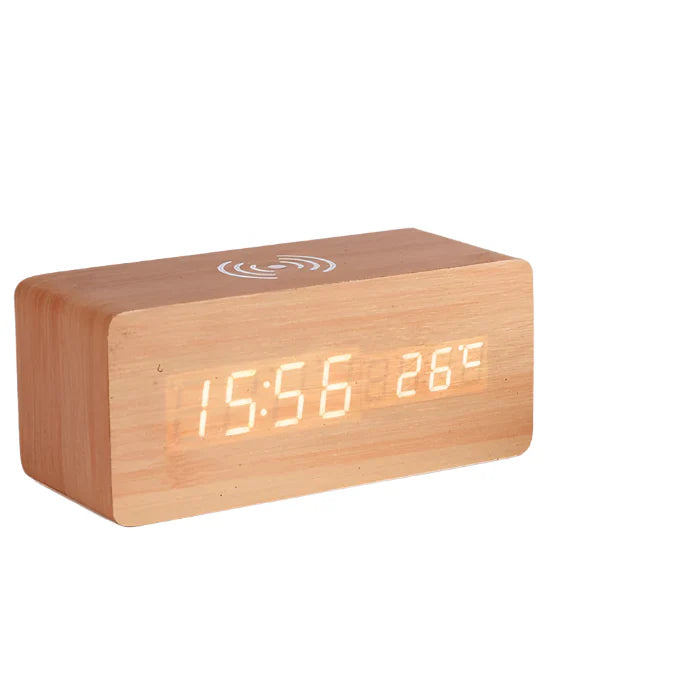 SmartGlow - réveille-matin LED en bois à commande vocale