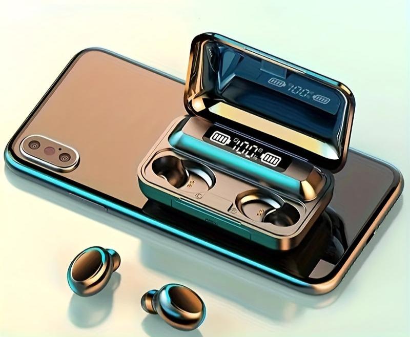 Écouteurs sans fil F9 TWS : Son stéréo Hi-Fi et étui de chargement LED