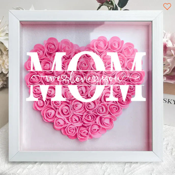 Cœur de fleurs personnalisé avec noms - Cadeau unique pour la fête des mères
