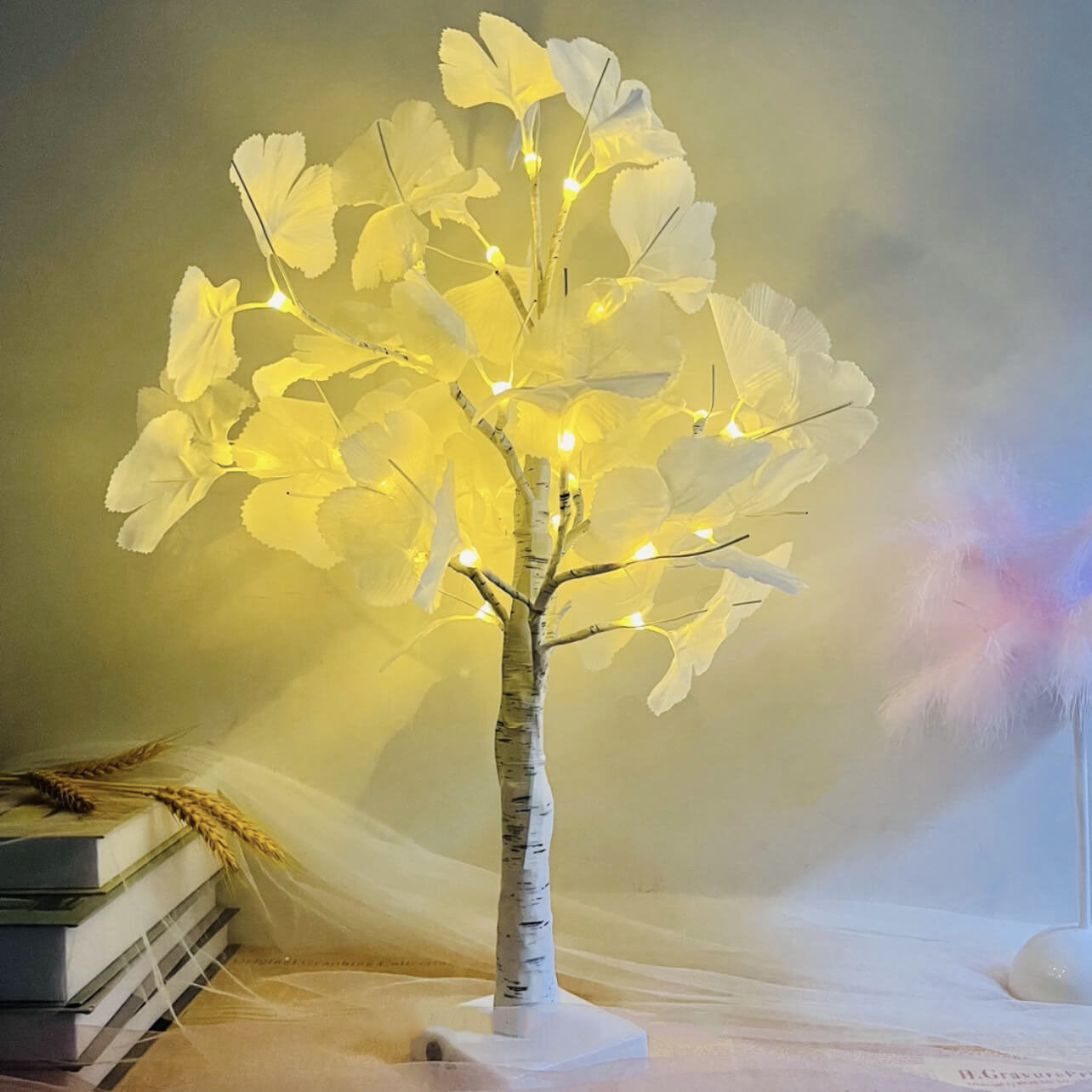 Lampe en bois éclairée par LED à piles