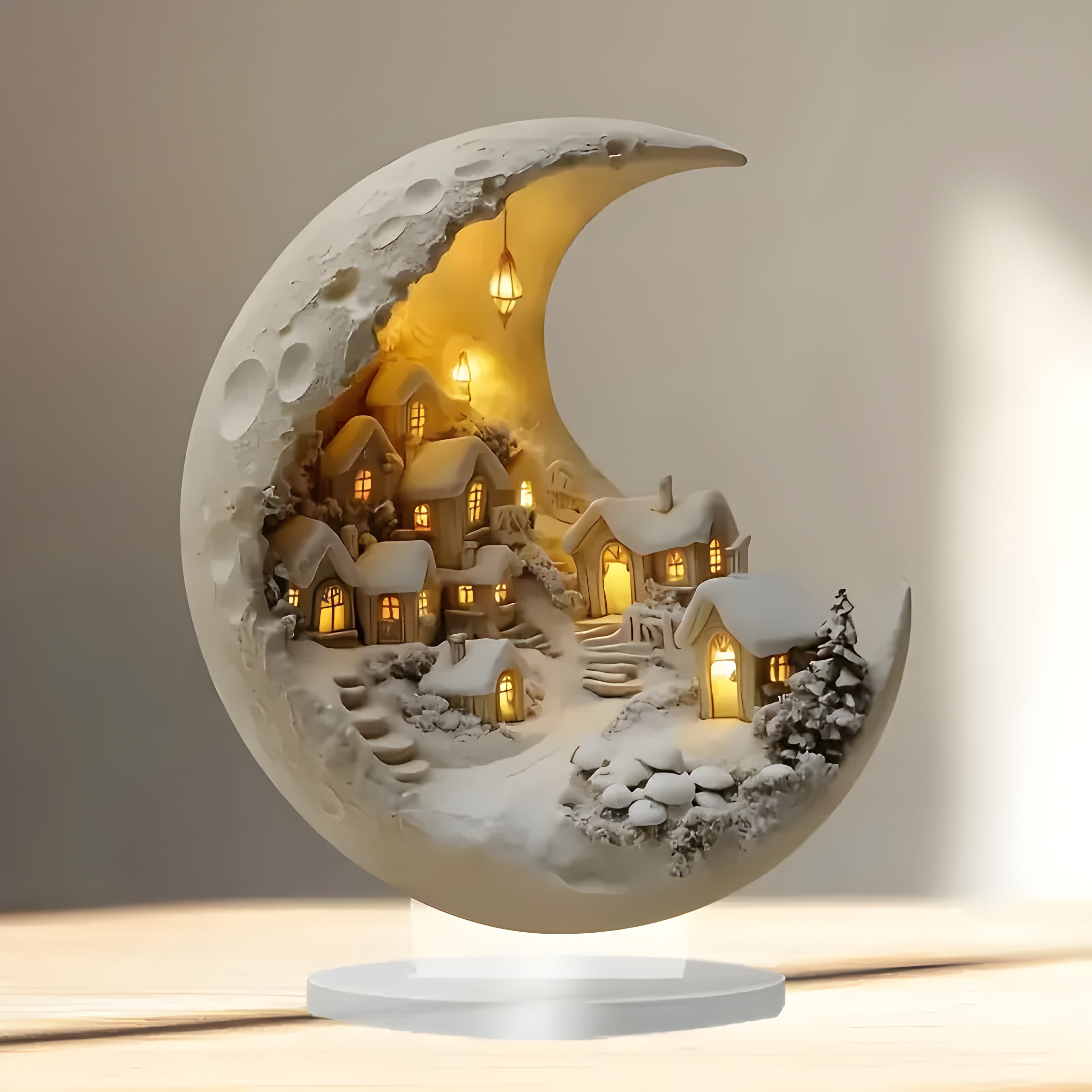 MoonlitHaven - Ville éclairée par la lune pour une décoration élégante