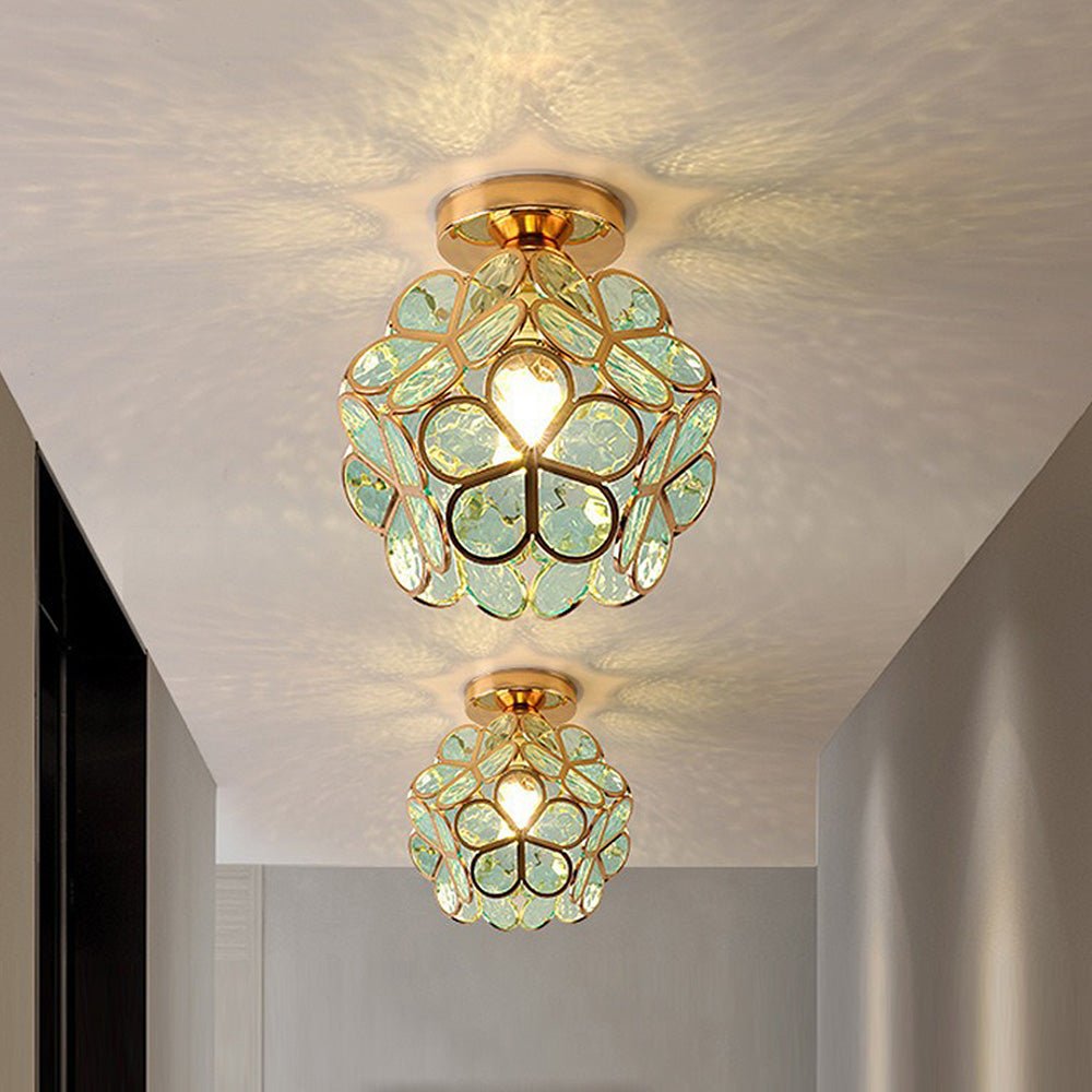 Lampe de plafond en verre style fleurs