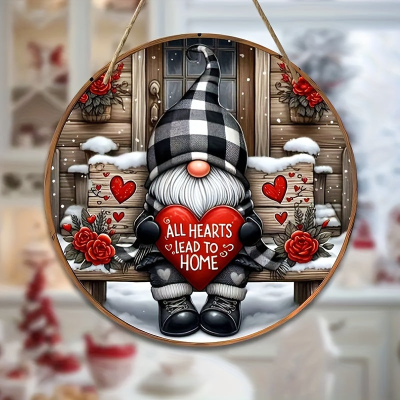 Panneau en bois de gnome de Noël à suspendre au mur