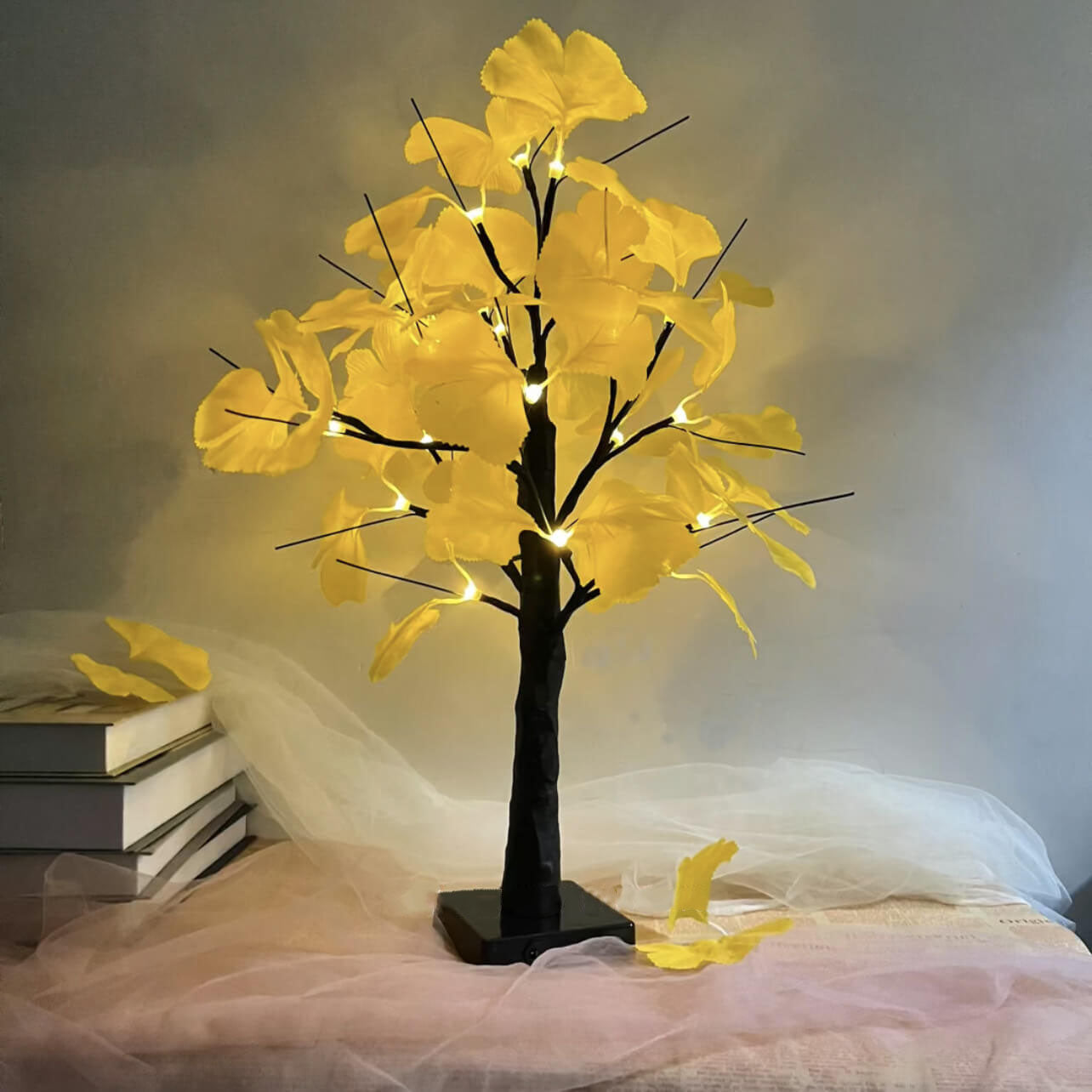 Lampe en bois éclairée par LED à piles