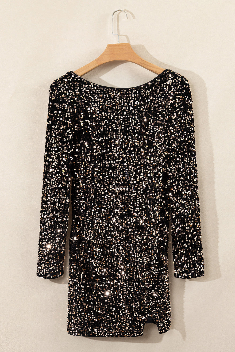 Elisabeth - Robe mini en sequins argent et or avec fente sur le côté