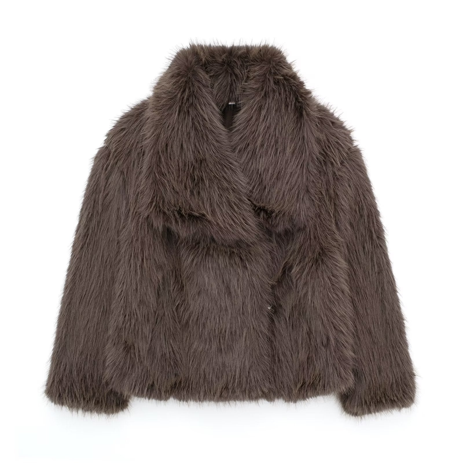 Corrine - Veste oversize en fausse fourrure à col large