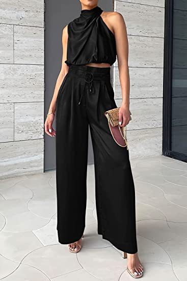 Léna - Ensemble d'été pour femmes Débardeur sans manches et pantalon à jambe large