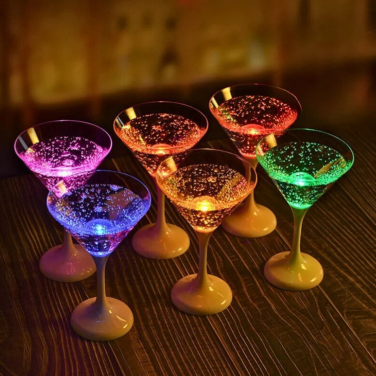 GlowSip - Lot de 6 verres à vin éclairés par LED