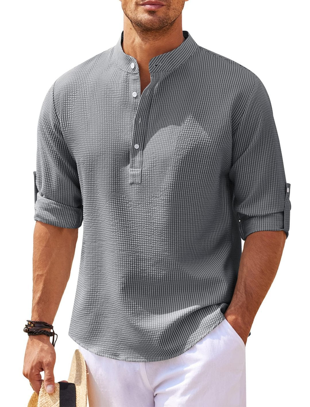 Michael - Chemise décontractée sans col - Chic d'été