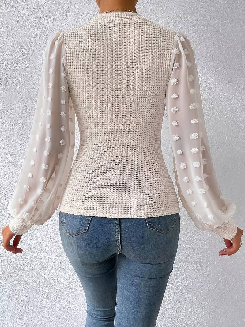 Grete - Manches en tricot à motif gaufré tendance avec col rond