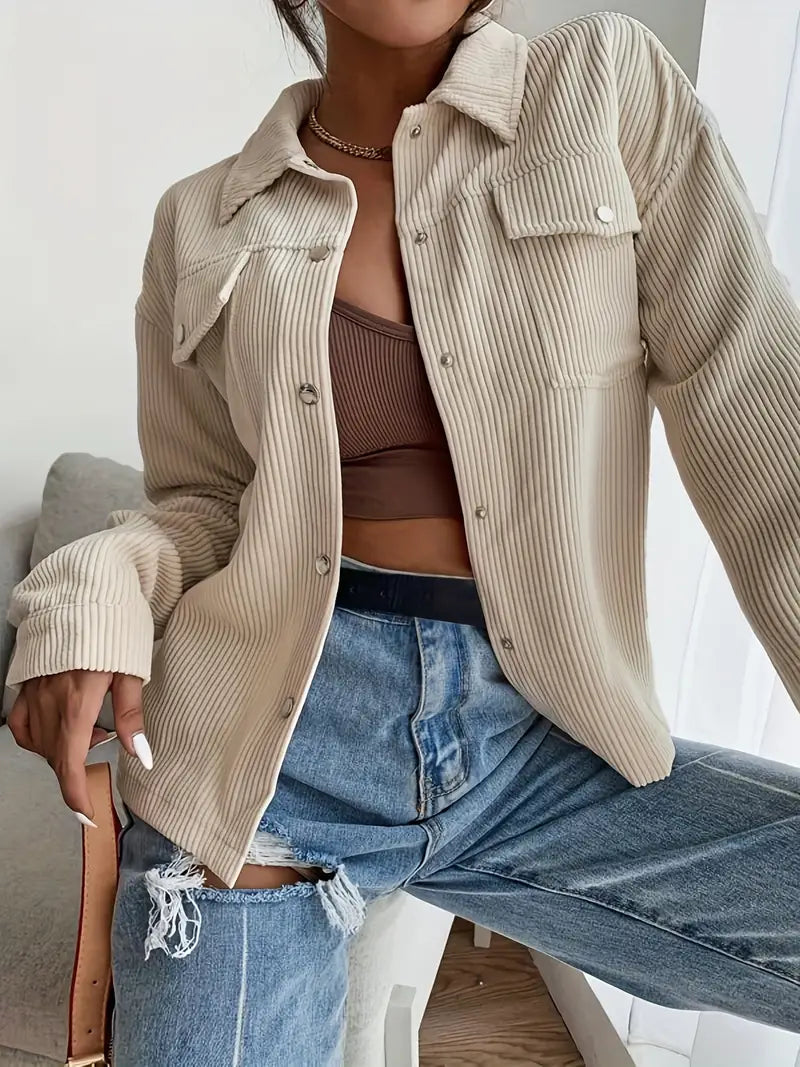 Veste en velours à manches longues Emilia avec boutons et poches – Intemporel et élégant