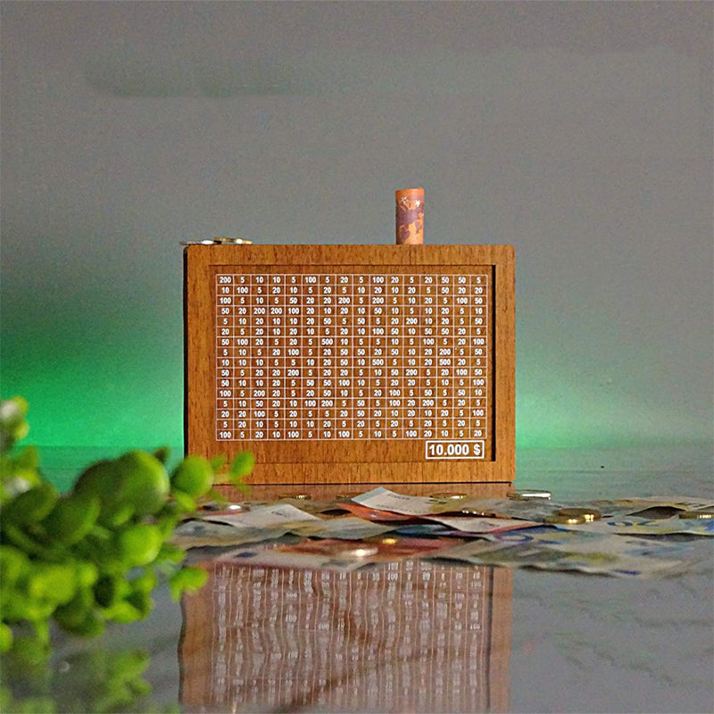 SaveSmart - Boîte à économies avec affichage en bois