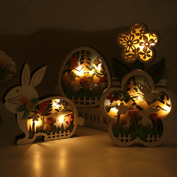 LumiHare Figures de Pâques Décoratives – Découpe Stratifiée avec Éclairage Doux