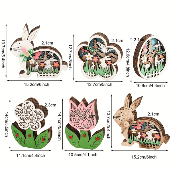 LumiHare Figures de Pâques Décoratives – Découpe Stratifiée avec Éclairage Doux