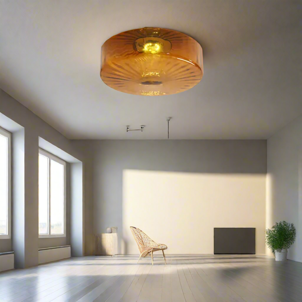 GlowSphere - Lampe de plafond encastrée en verre de couleur ambre texturée