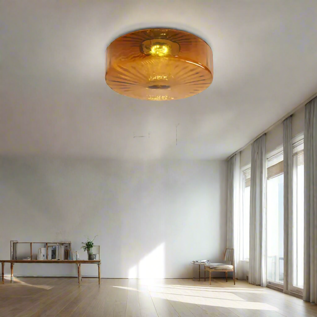 GlowSphere - Lampe de plafond encastrée en verre de couleur ambre texturée