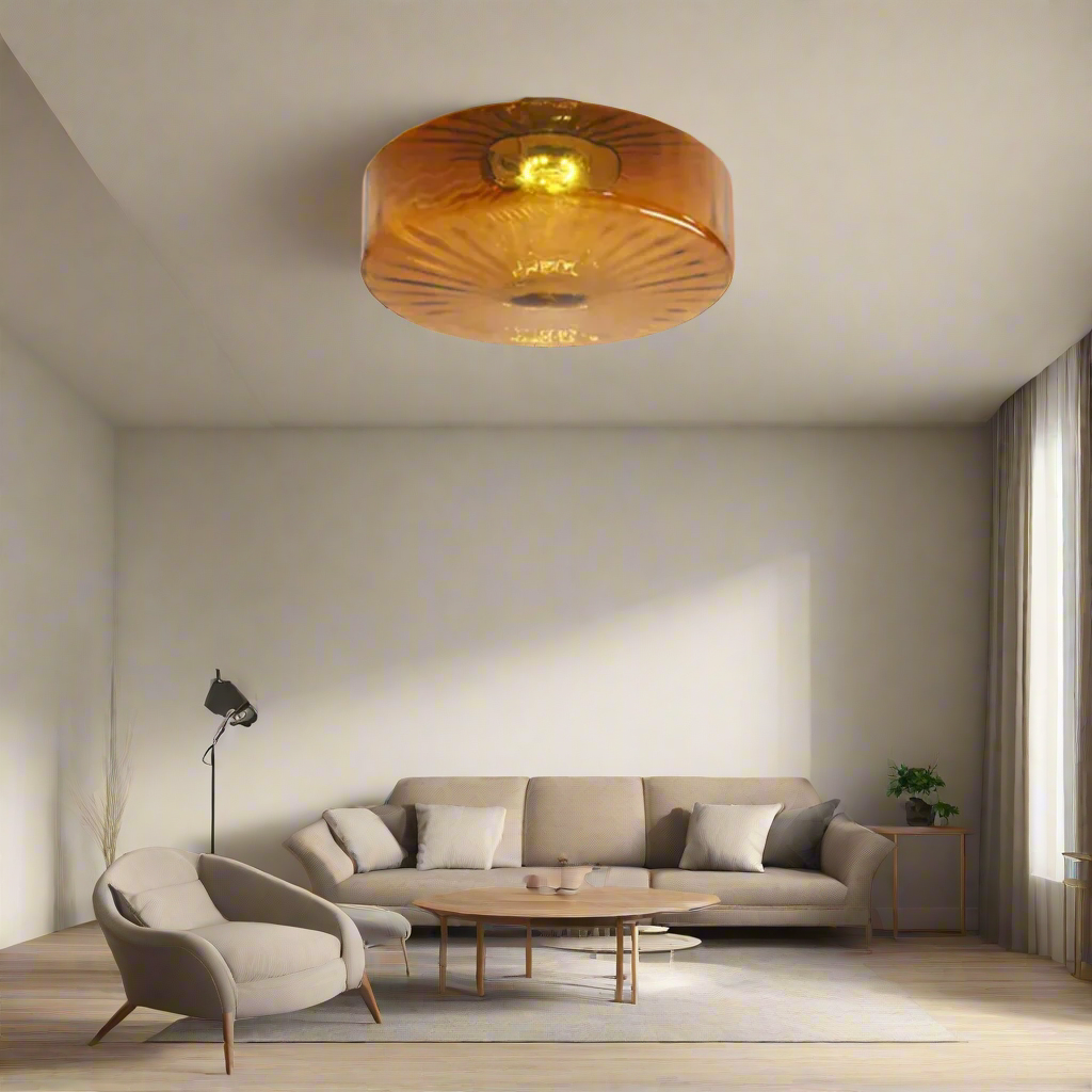 GlowSphere - Lampe de plafond encastrée en verre de couleur ambre texturée