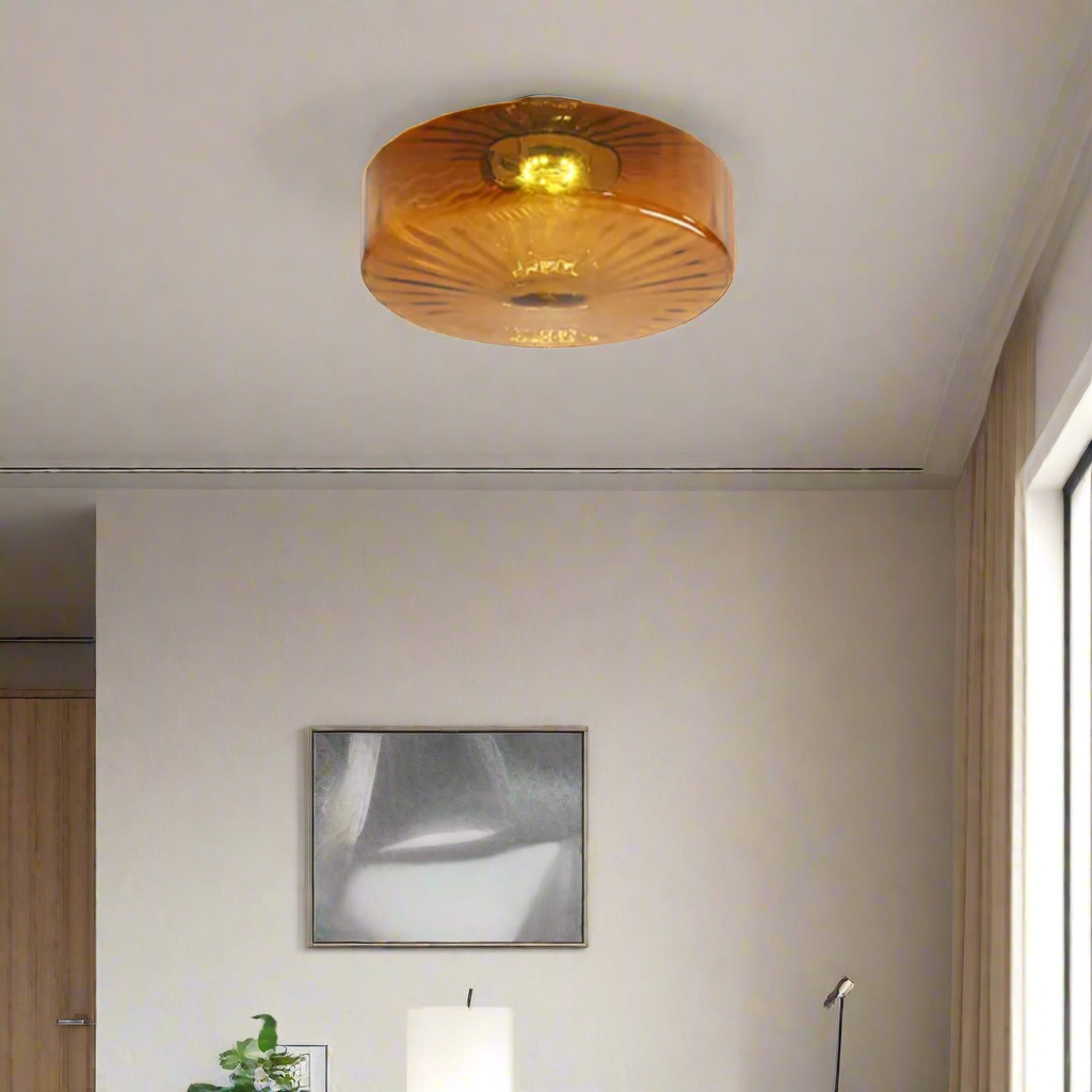 GlowSphere - Lampe de plafond encastrée en verre de couleur ambre texturée