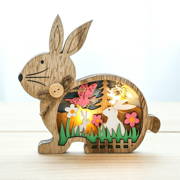 LumiHare Figures de Pâques Décoratives – Découpe Stratifiée avec Éclairage Doux