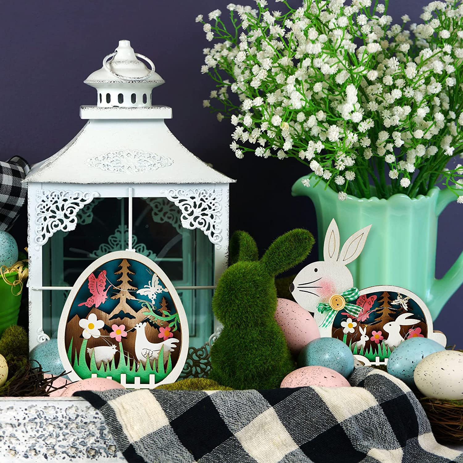 LumiHare Figures de Pâques Décoratives – Découpe Stratifiée avec Éclairage Doux
