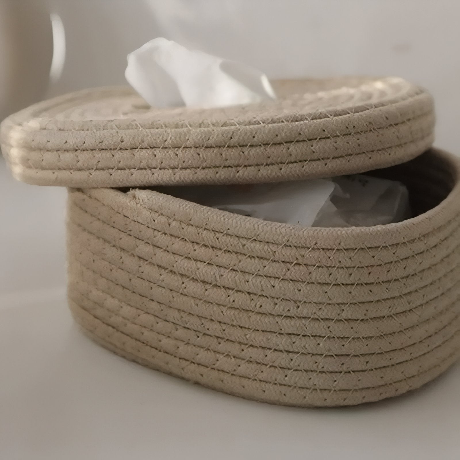 TissuElegance - Housse de boîte ovale en tissu au design élégant