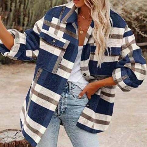 Julie - Veste oversize en flanelle à carreaux pour femme