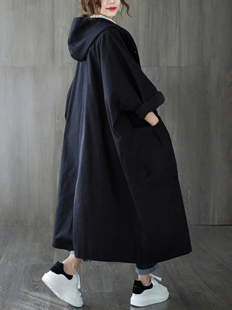 Sofie - Trench-coat avec capuche et fermeture à boutons pour femme