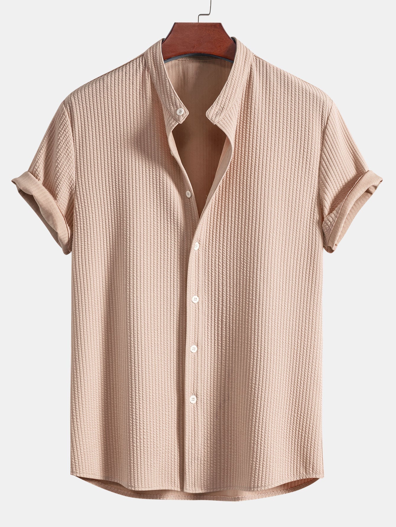 Markus | Chemise côtelée à col montant et coupe ajustée