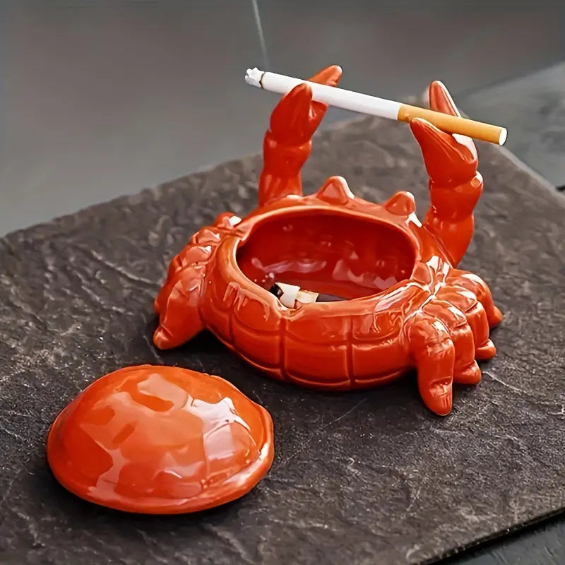 Cendrier en forme de crabe avec couvercle – Décoratif et Pratique