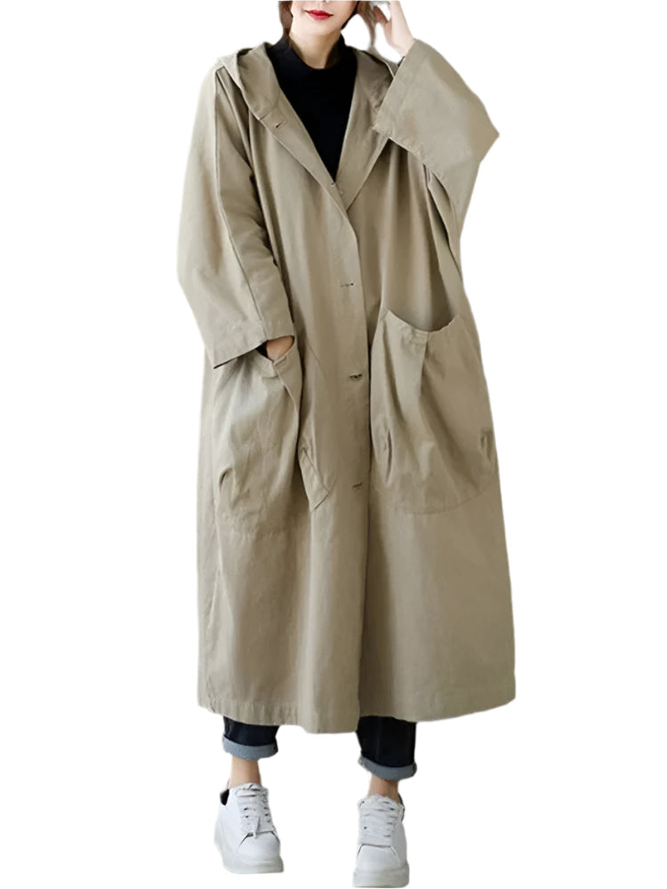 Sofie - Trench-coat avec capuche et fermeture à boutons pour femme