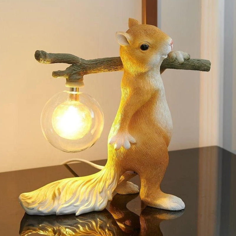 EgernLys Lampe de Table LED – Motif Mignon d'Écureuil avec Lumière Douce pour une Ambiance Agréable