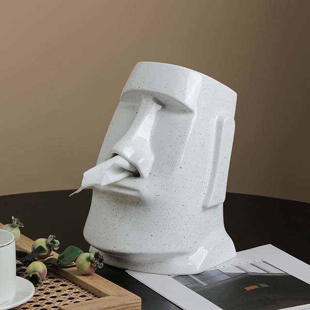 StatueTissue - porte-écharpe Moai astucieux pour des pièces élégantes
