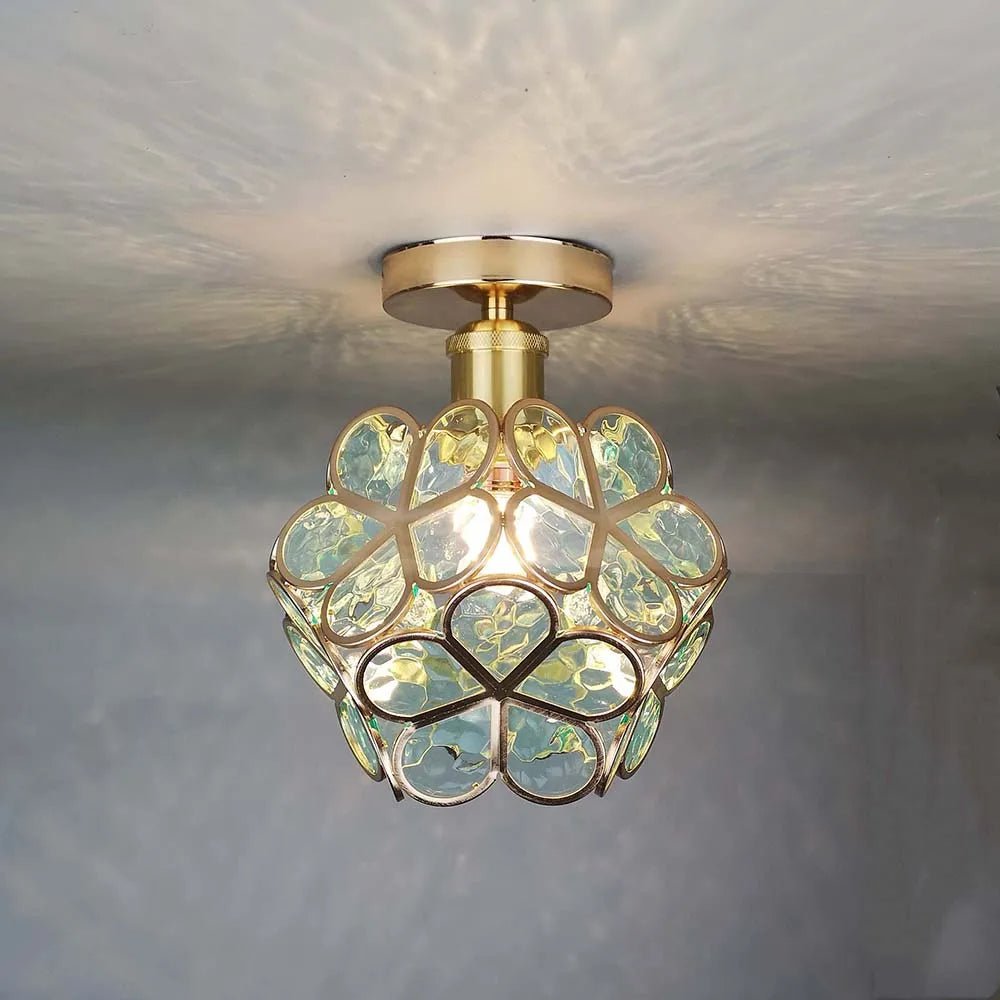 Lampe de plafond en verre style fleurs