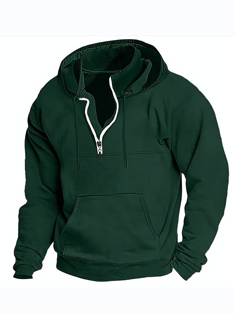 Hans - Sweat à capuche avec demi-zip et poches