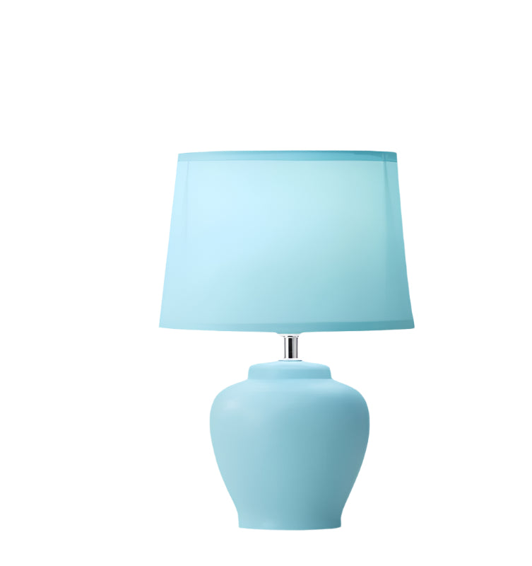 Lunavase – Lampe en tissu douce conique avec pied en céramique