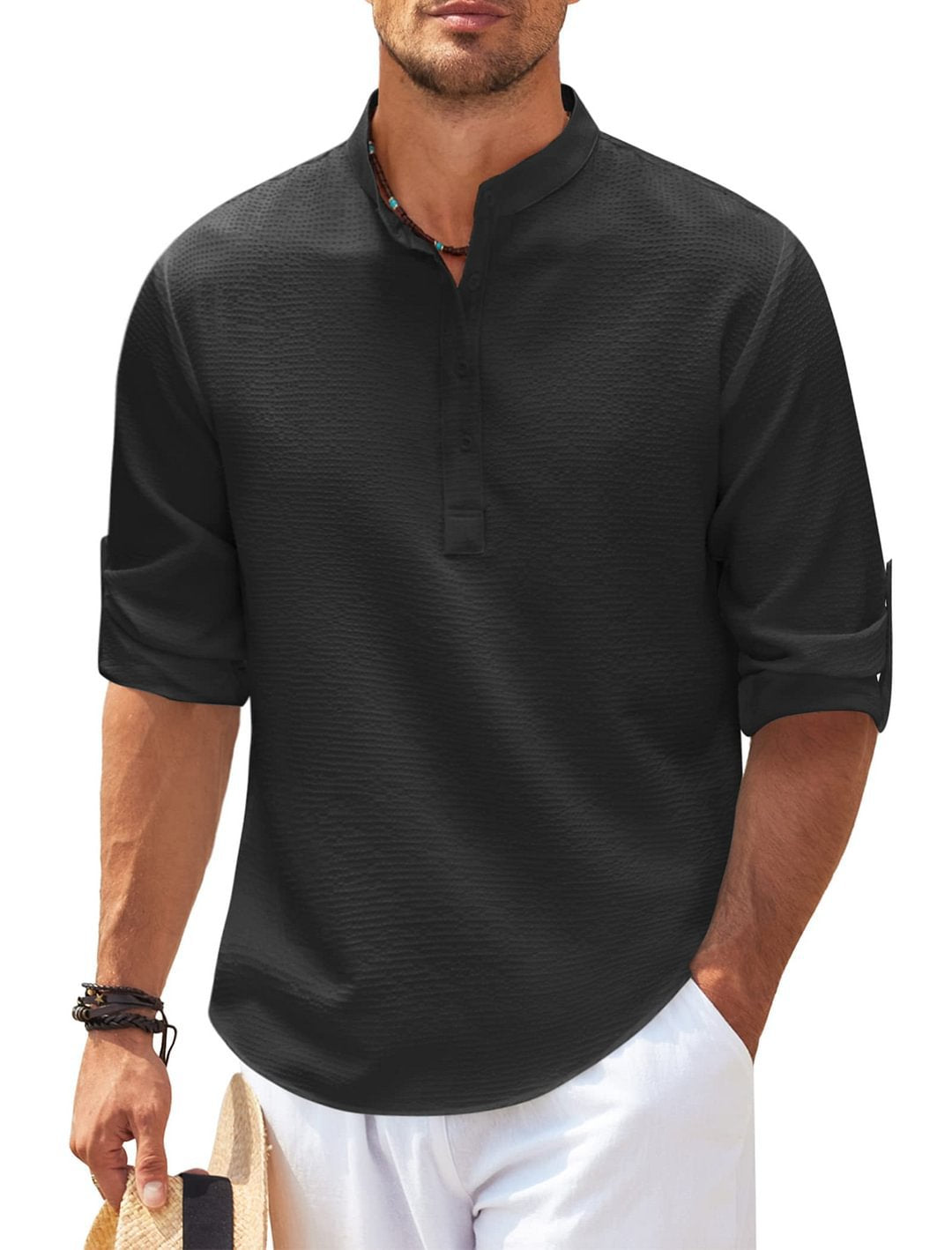 Michael - Chemise décontractée sans col - Chic d'été